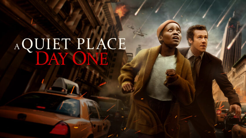 Lupita Nyong'o hiding from alien creatures in destroyed New York City street in A Quiet Place: Day One