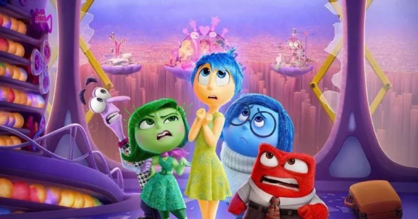 Inside Out 2 animated poster showing Joy, Sadness, and the new emotion Anxiety